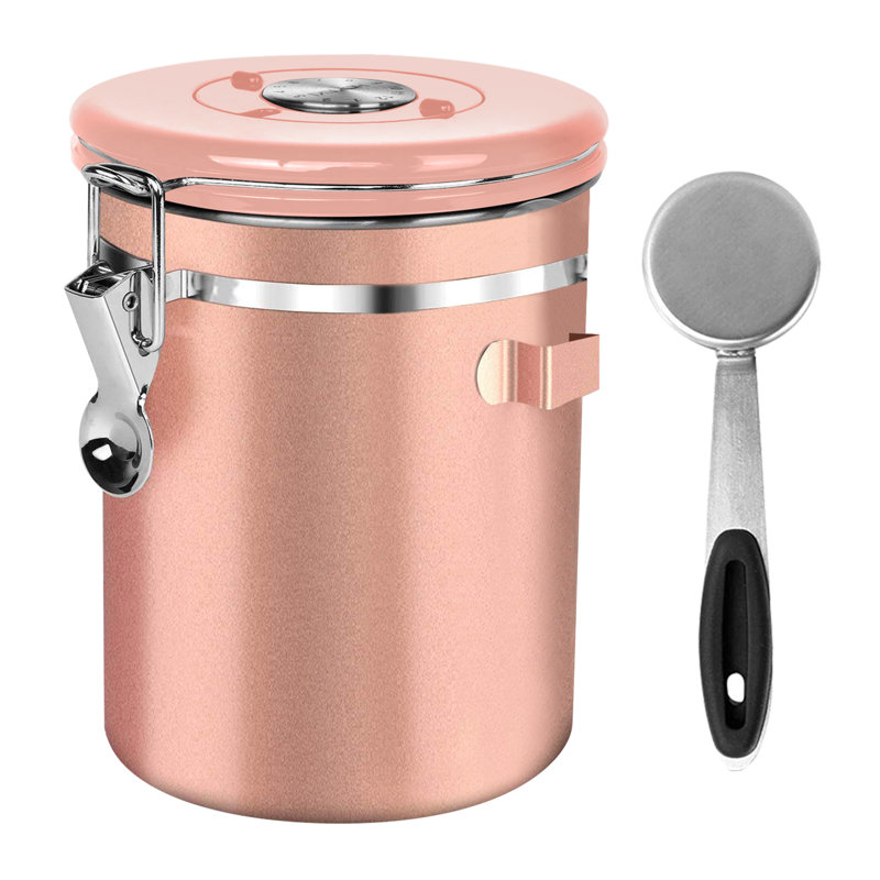 64 l oz. Grande soupape de rangement pour contenant de grains de café en acier inoxydable avec pelle, H 7,36 po x l 4,72 po