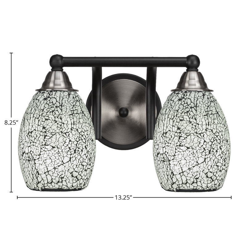 Michell 2-Light Bath Bar, Black, Matte Black/Brushed Nickel
