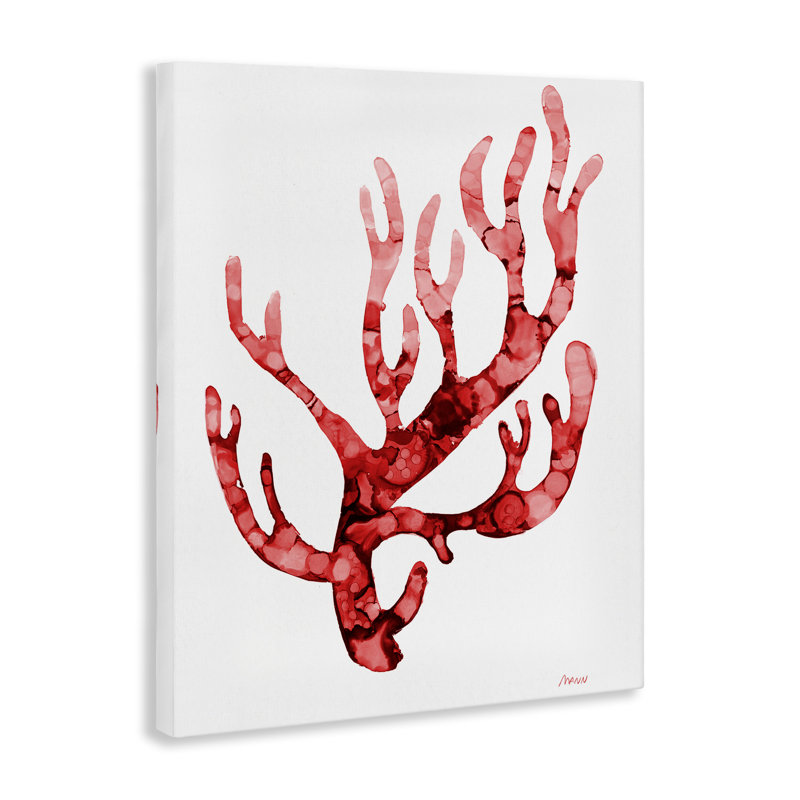 Art mural moderne sur toile corail courbé  par Patti Mann, H 40 po x l 30 po