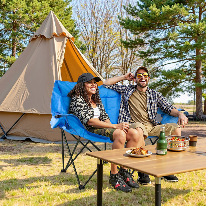 Outdoor Foldable Double Chair, Blue