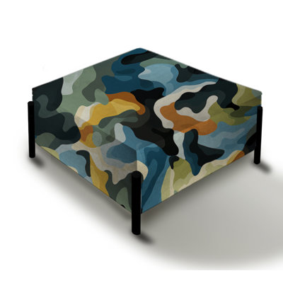 Artistic Green And Blue - Camouflage Large Square Ottoman