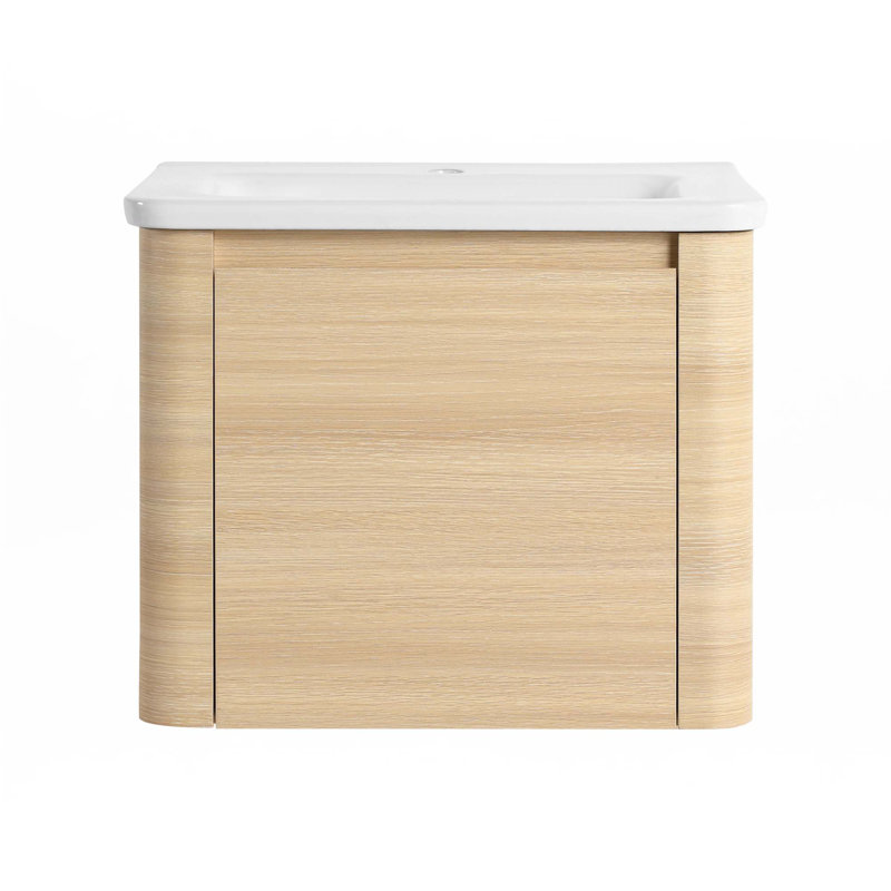 Meuble-lavabo mural avec lavabo en céramique blanche et porte à fermeture en douceur, 24"