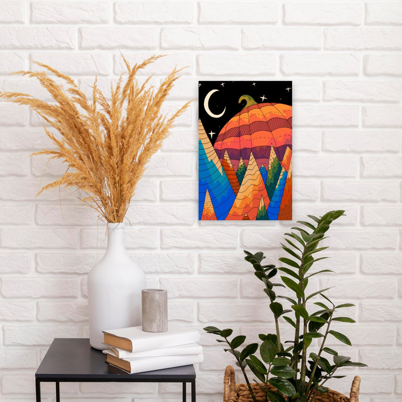 «Autumn Night Pumpkin», impression d'art de paysage d'automne, H 18 po x l 12 po