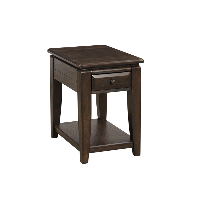 Table de chevet traditionnelle avec compartiment de rangement - bois massif et glissières latérales au fini foncé de 26,27 po de profondeur et de 17,96 po de largeur