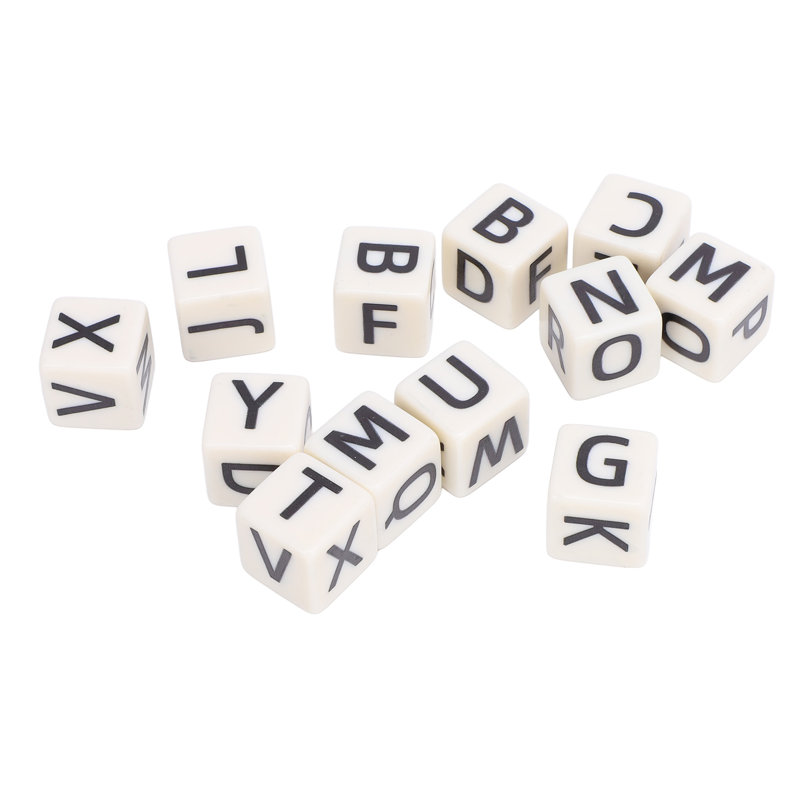 Jeu de dés à 6 faces, lettre anglaise créative avec étui pour camping