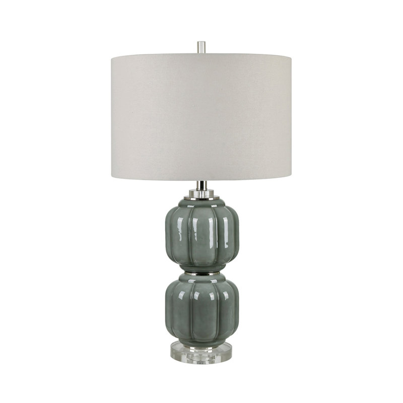 Lampe de table 29,75 "en verre avec abat-jour brun clair