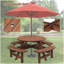 Table de pique-nique en bois pour 8 personnes, table de camping en plein air avec siège, jardin, bricolage avec 4 bancs intégrés, capacité de 2220 lb