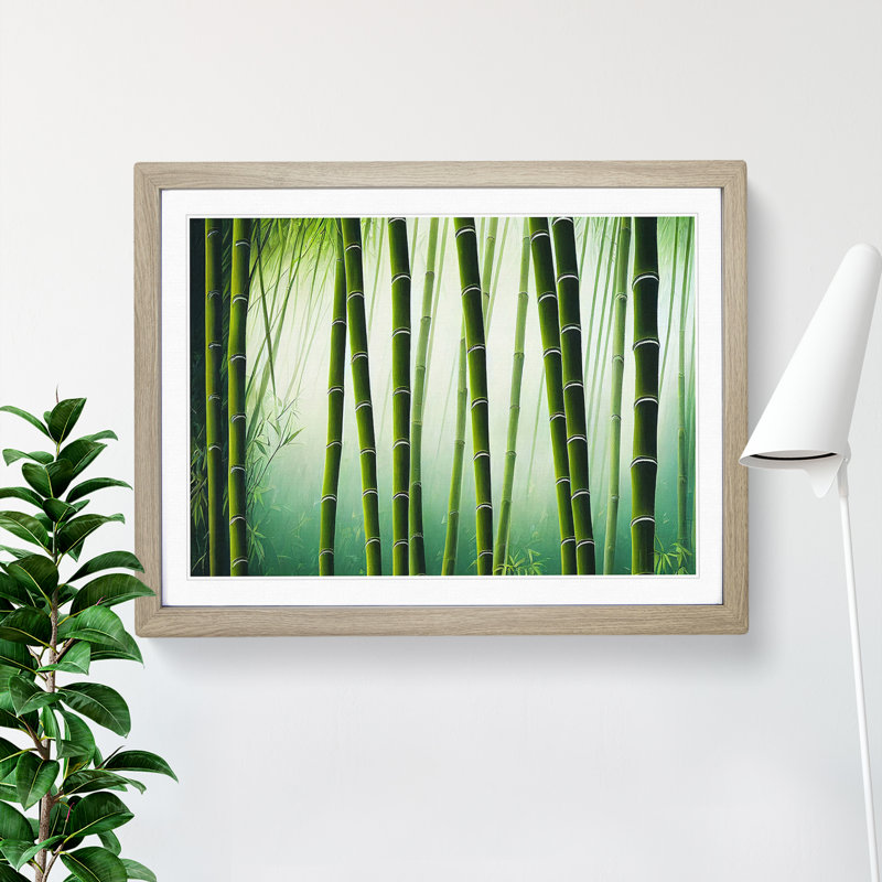 Contoured Bamboo Forest - Framed Print, 46cm H x 64cm W x 2cm D, Oak
