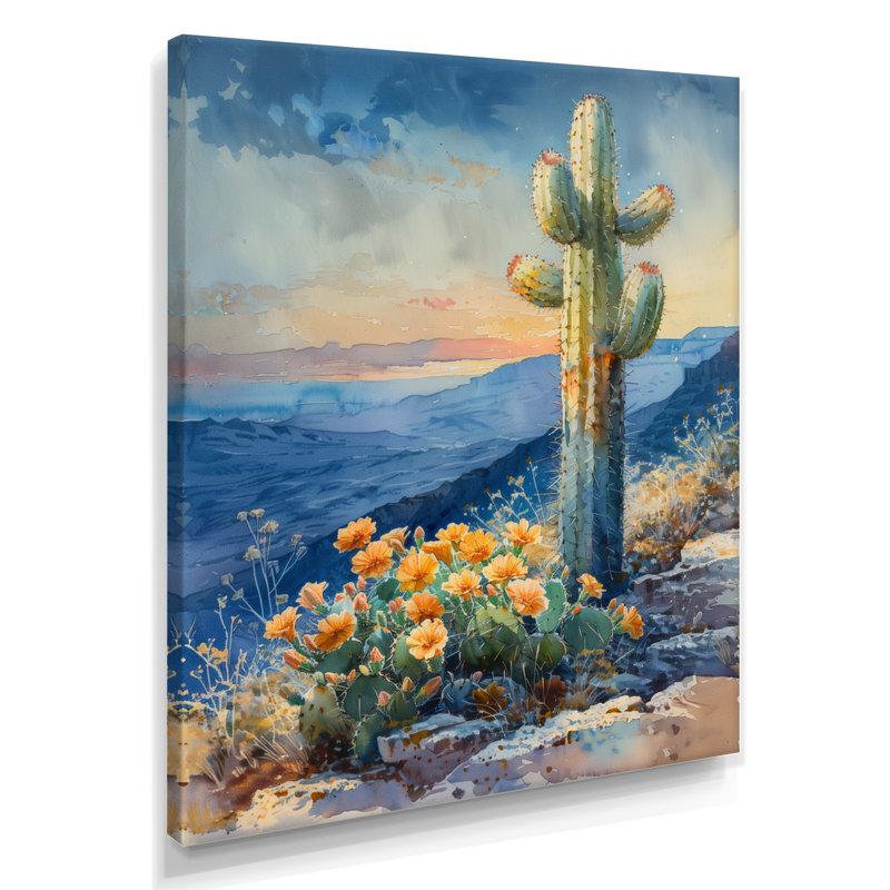 Cactus vert, vert, désert, merveille, Toile tendue, 32" H x 24" W