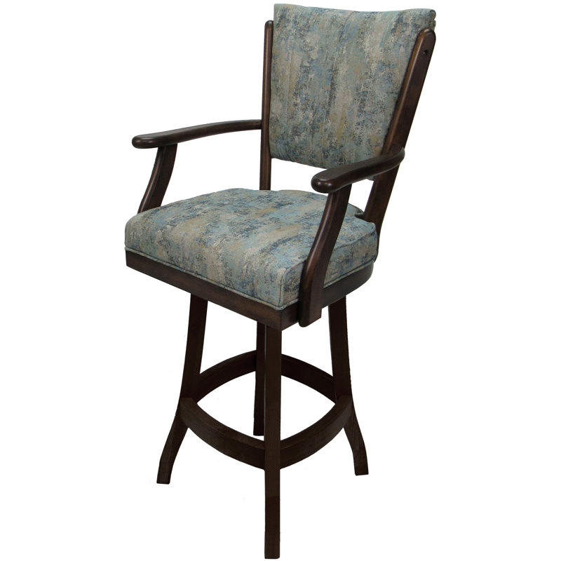 Irminger Classic Swivel Wood Extra Tall Stool, Blue Polyester Blend/Brown Frame, Extra Tall (34" Seat Height)