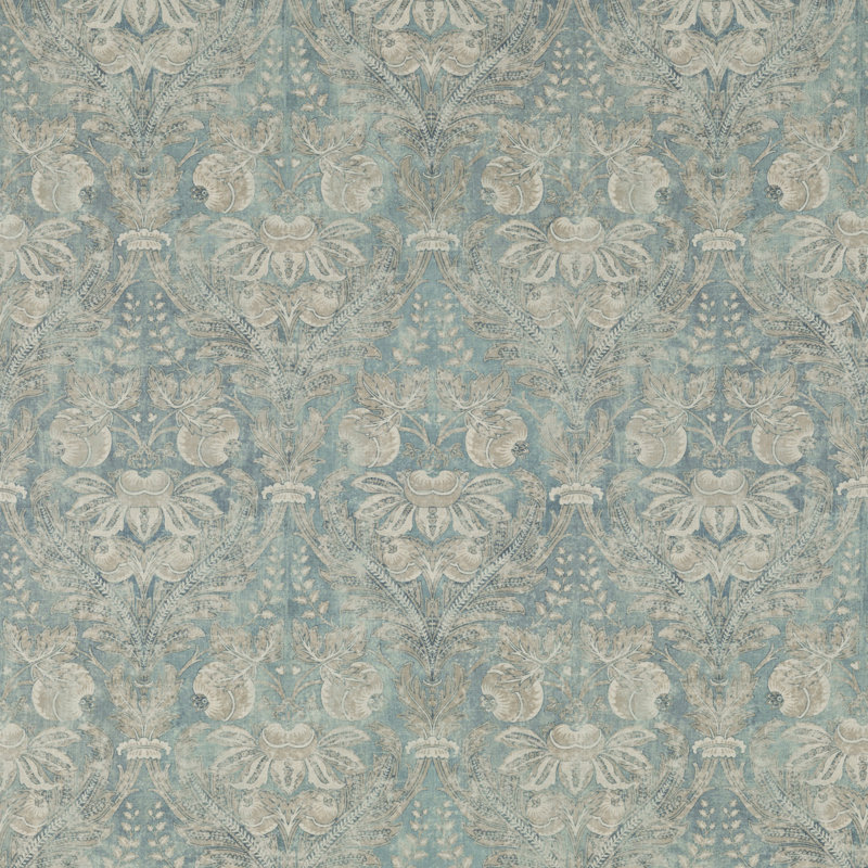 Coromandel Lapura Damask Fabric, Blue