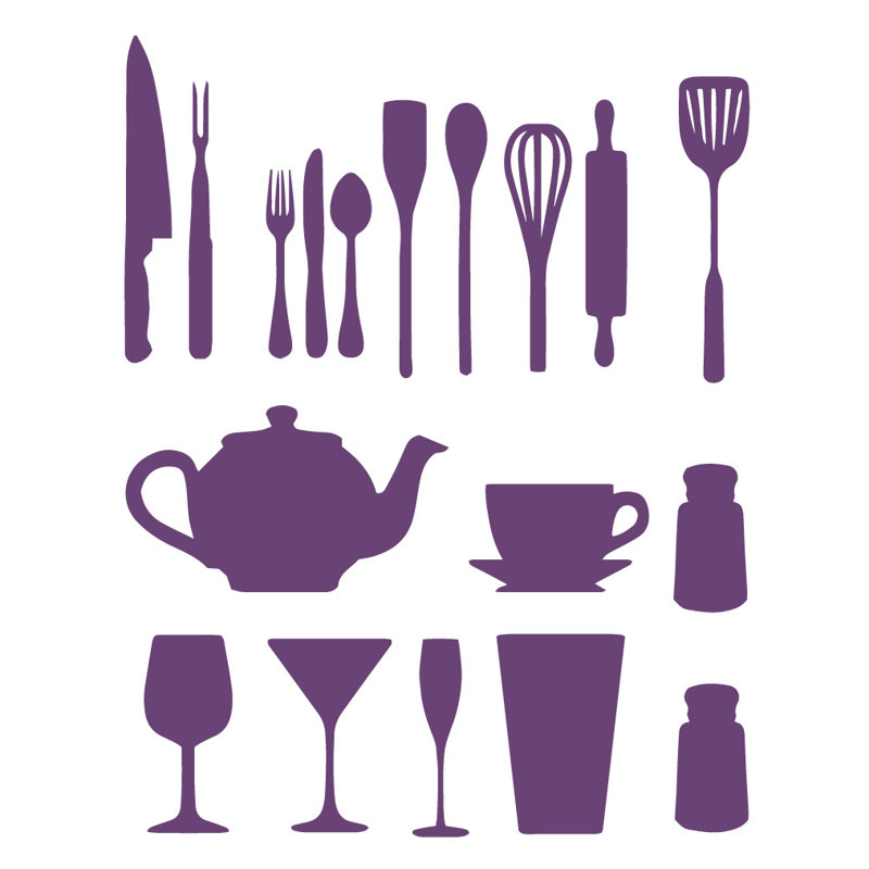 Décalcomanie murale de cuisine, H 51 po x l 40 po x P 0,01 po, Violet