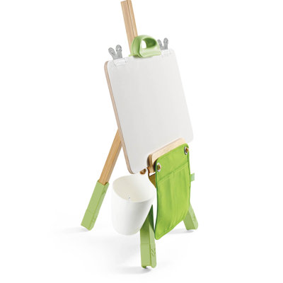 Hape: chevalet portatif en bambou - 14 pièces, vert et blanc, tableau blanc, hauteur réglable, toile incluse, pochette de fournitures, fournitures d'artisanat, enfants de 4 ans et plus