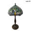 Lampe de table libellule style Tiffany, vitrail vert