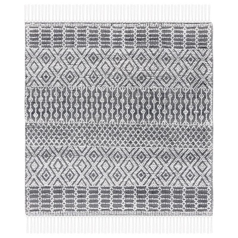 Tapis noir / ivoire tissé à la main Randalia, Carré 6 pi