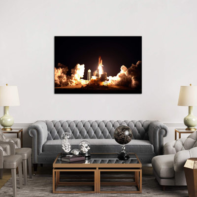 Space Shuttle Endeavour Launch - Floater Frame Print on Canvas