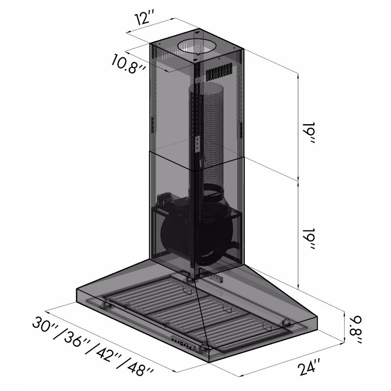 ZLINE 48 in. Convertible Isl& Mount Range Hood in Stainless Steel (KL3i-48)