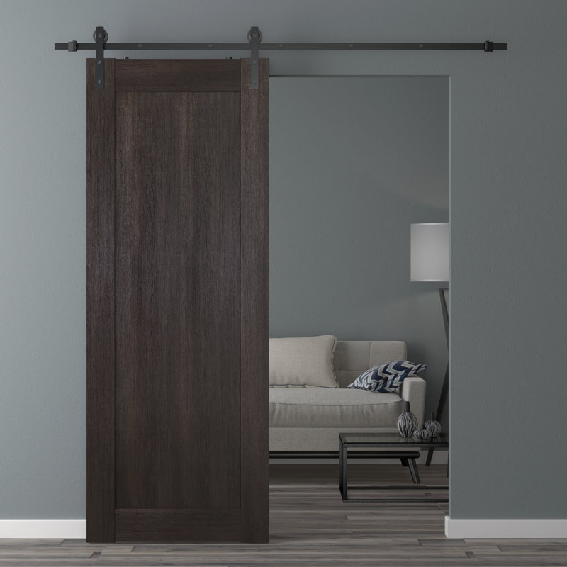 Porte de grange en lambris de bois manufacturé avec ensemble d'installation, 23,875 po x 79,37 po, Chêne Veralinga