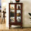 Armoire vitrée à miroir avec tablette de rangement flexible et 2 tablettes réglables couleur noyer-1009059563