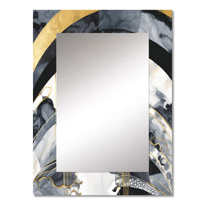 Marble Painting Textured II - Marble Mirror, Gold Unique Wall Mirror, Printed Metal Art, 32" x 24"