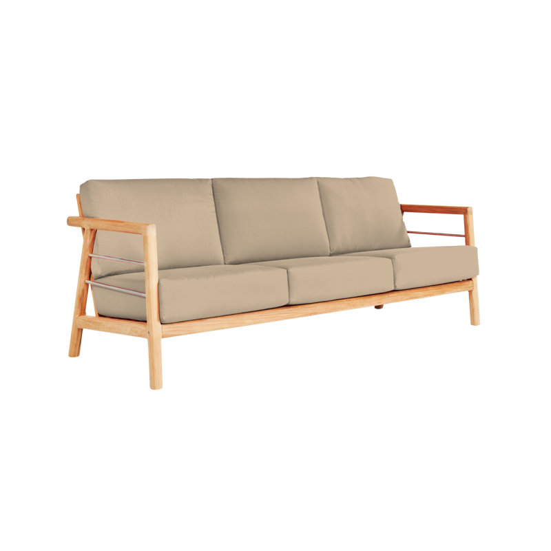 Aalto Teak Sofa With Cushion In Melon, Fawn