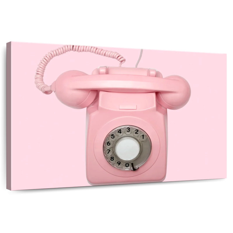 Kerner Pink Rotary Telephone, 8" H x 12" W