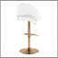 Tabouret de bar réglable avec pivot en métal doré et similicuir blanc avec repose-pieds rond en T - ensemble de 2-69035696-69035699