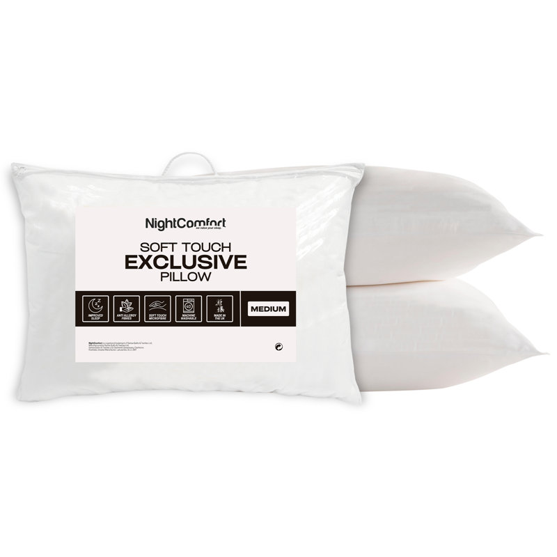 NightComfort Exclusive Collection Microfibre Pillows - Medium Support Pack of 2