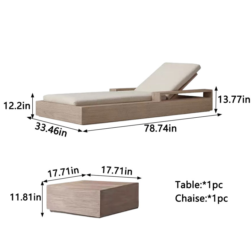 Ensemble de chaises longues d'extérieur inclinables