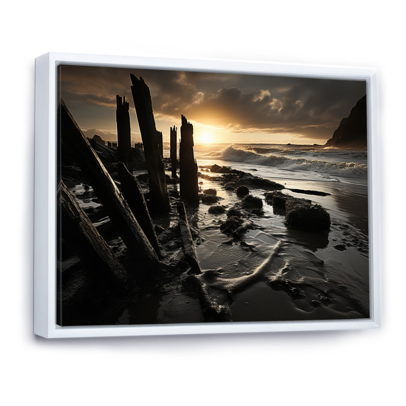 Beach Photo Oceanic Rhythms I - impression, H 16 po x l 32 po x P 1 po, Cadre flottant blanc