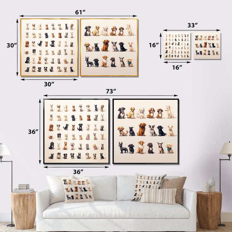 Ensemble de 2 pièces de chambre d'enfant gris avec motif de chambre de bébé I - animaux, chambre de bébé, Cadre flottant noir