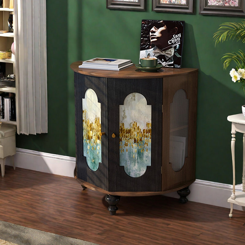 Semi-circular multi-functional accent cabinet