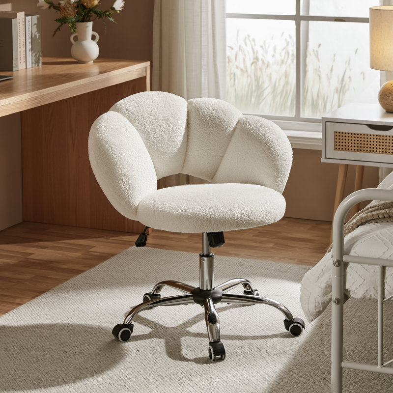 Chaise de bureau rembourrée Boucle, Blanc