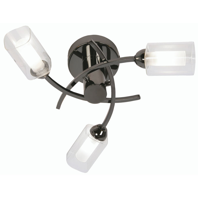 Glass Semi Flush Mount, Mirror Black
