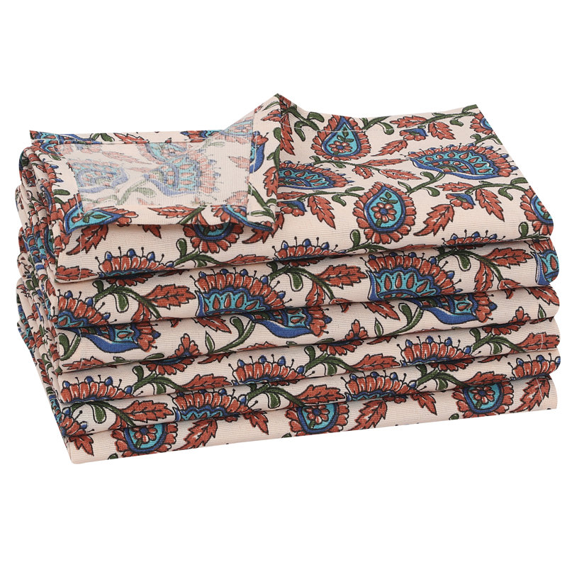 Serviette carrée en polyester, 6, Rose / Bleu
