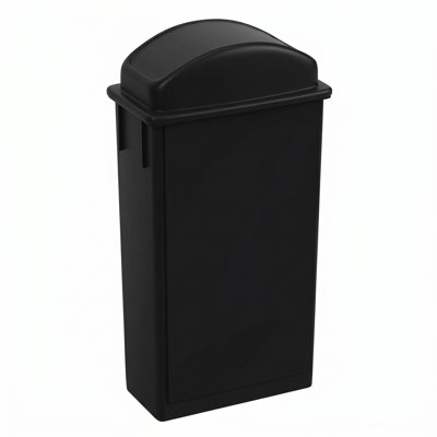 23 Gallon Black Slim Rectangular Plastic Trash Can with Swing Dome Lid and Venting Channels