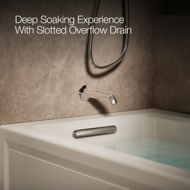 Archer® 66" X 32" Integral Apron Heated Bubblemassage™ Air Bath with Left-Hand Drain, Biscuit, Left