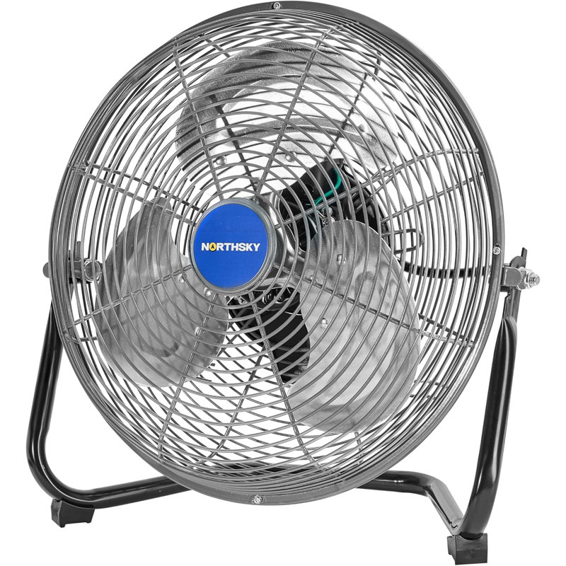 Ventilateur de plancher 12 po, ventilateur industriel de 1200 pi³ / min, 3 vitesses, frappe de tête à 110 °, grille de sécurité en acier durable, 1/12 hp, pour fabrication, construction, entreposage