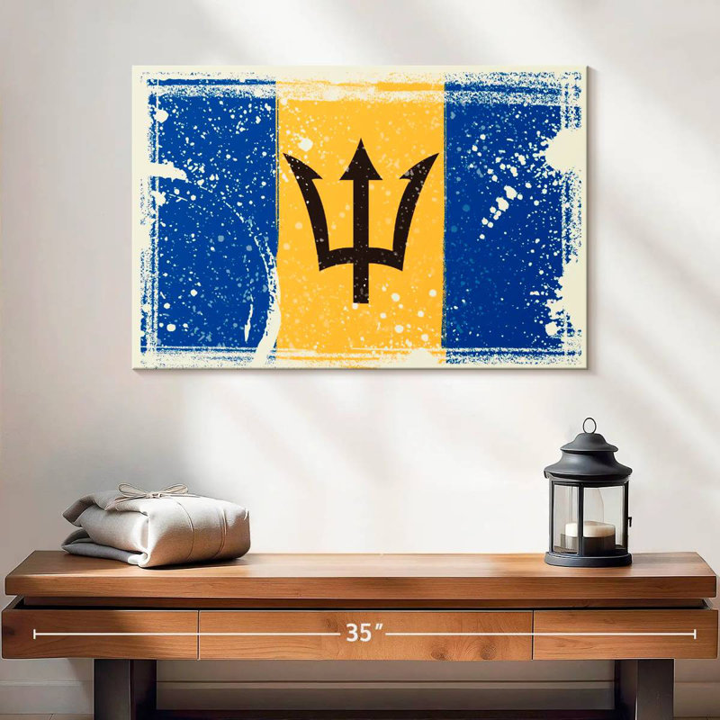 Borges Splattered Barbados Flag, 16" H x 24" W