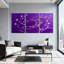 Nautique et plage, ciel mauve, constellation d'étoiles, ensemble de 3 impressions d'art sur toile-2030015349