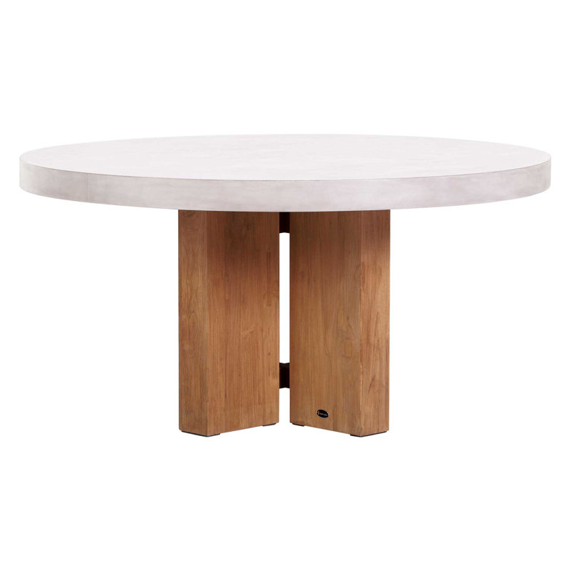 Perpetual Ivory White Java Teak & Concrete Dining Table