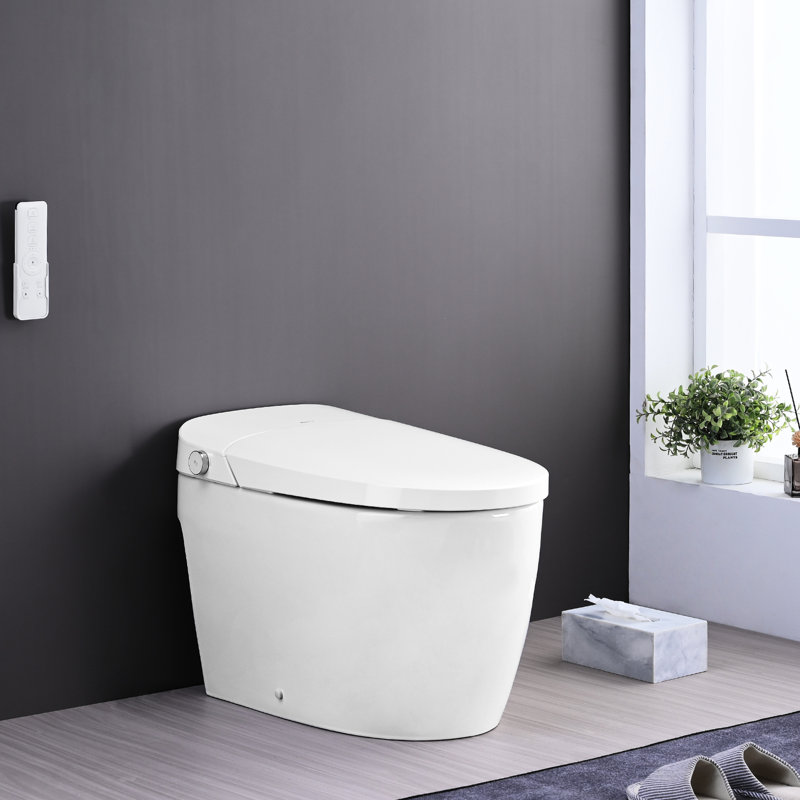 Self-Cleaning Nozzle Smart Toilet, Pre-Wet, Side Knob Flush. Ceramic, 15.98In Width, 100.31Lb Package Weight, Night , Heated Seat Ceramic Auto Flush, Soft Close. 26.76In Depth, 90.34Lb Remote