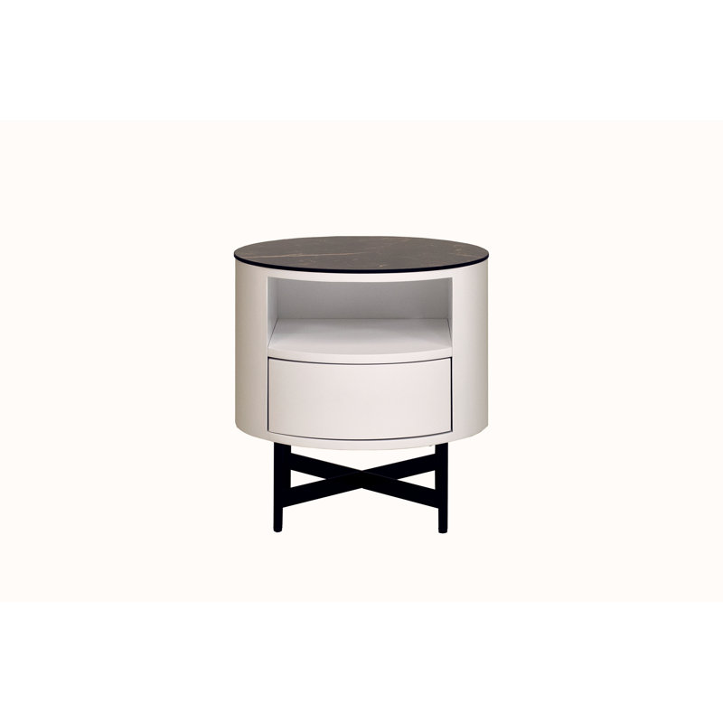 Anemarie 45cm W Metal Bedside Table, White