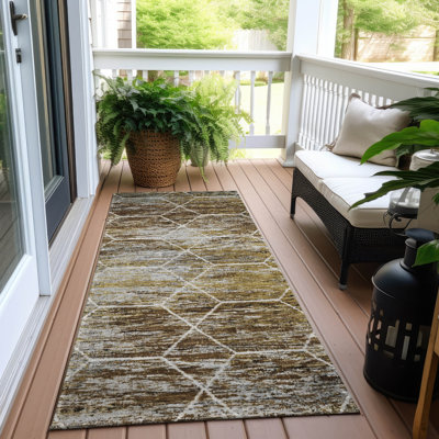 Machine Washable Indoor/Outdoor Xhevrie Brown Rug