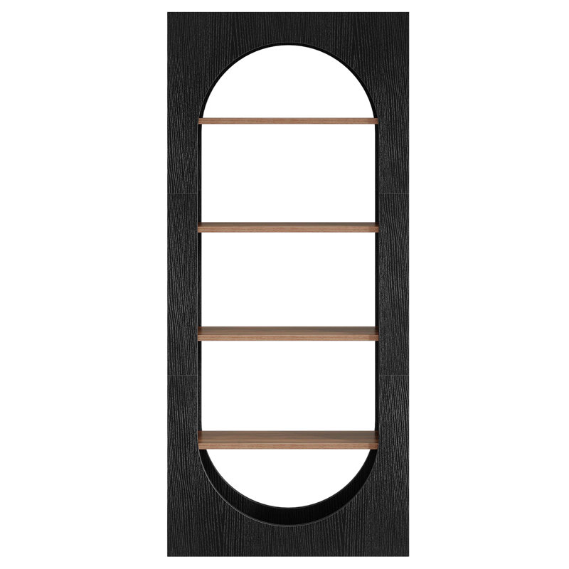 70.8" Bookcase, 5-Tier Arched Bookshelf Etagere Storage Organizer
