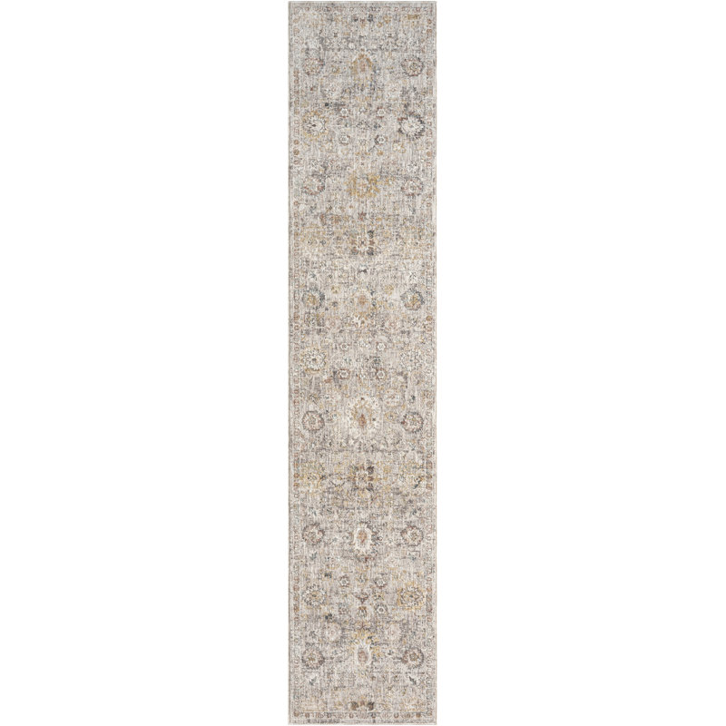  Antique Fusion 2'2" x 10' Grey Vintage Indoor Rug, Runner 2'2" x 10'