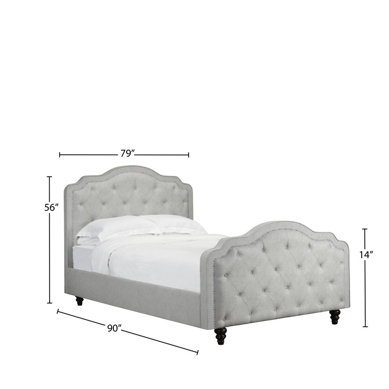 Lit plateforme en tissu d’ameublement Waville, Argent, Très grand