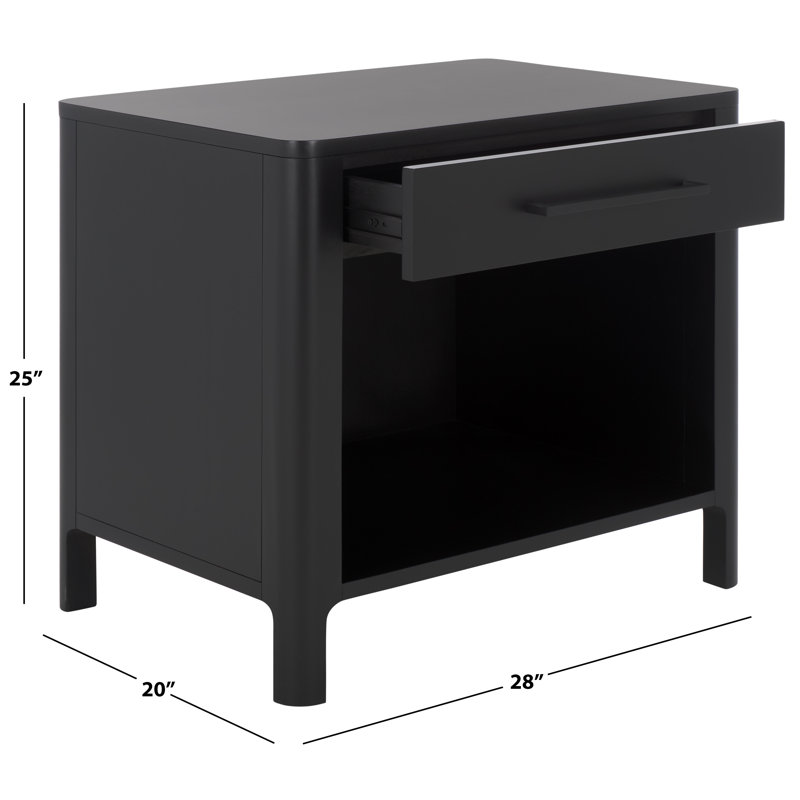 Abbiava 1 Drawer Wood Nightstand, Black
