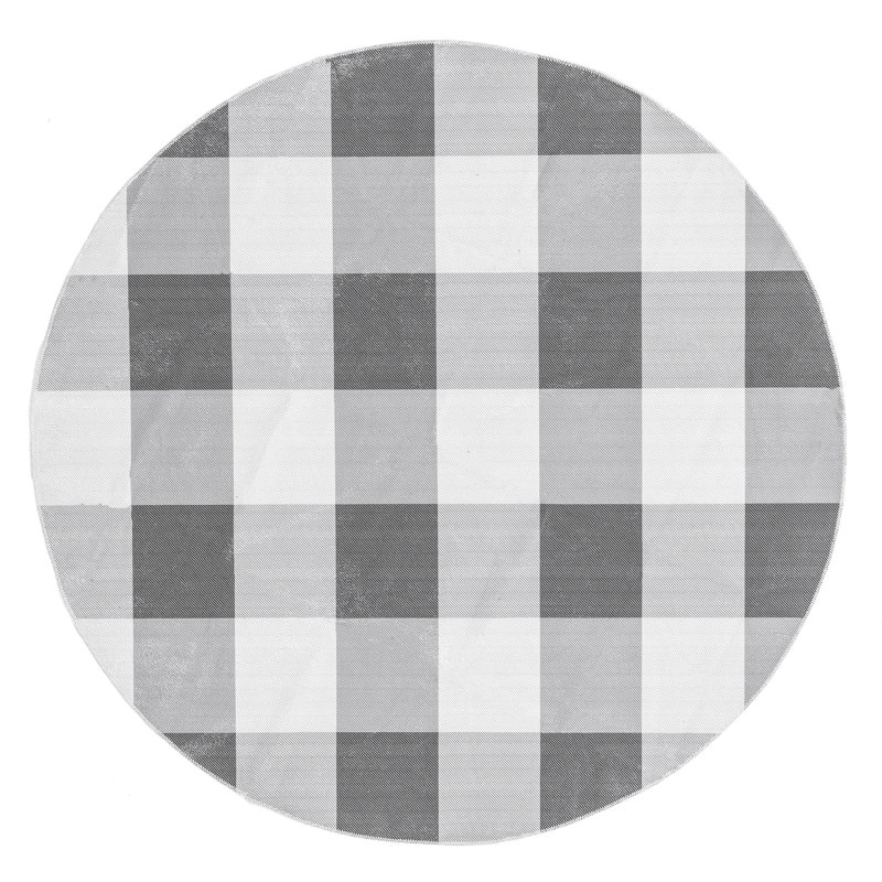 Tapis gris lavable à la machine Micheal Farmhouse, Rond 8 pi