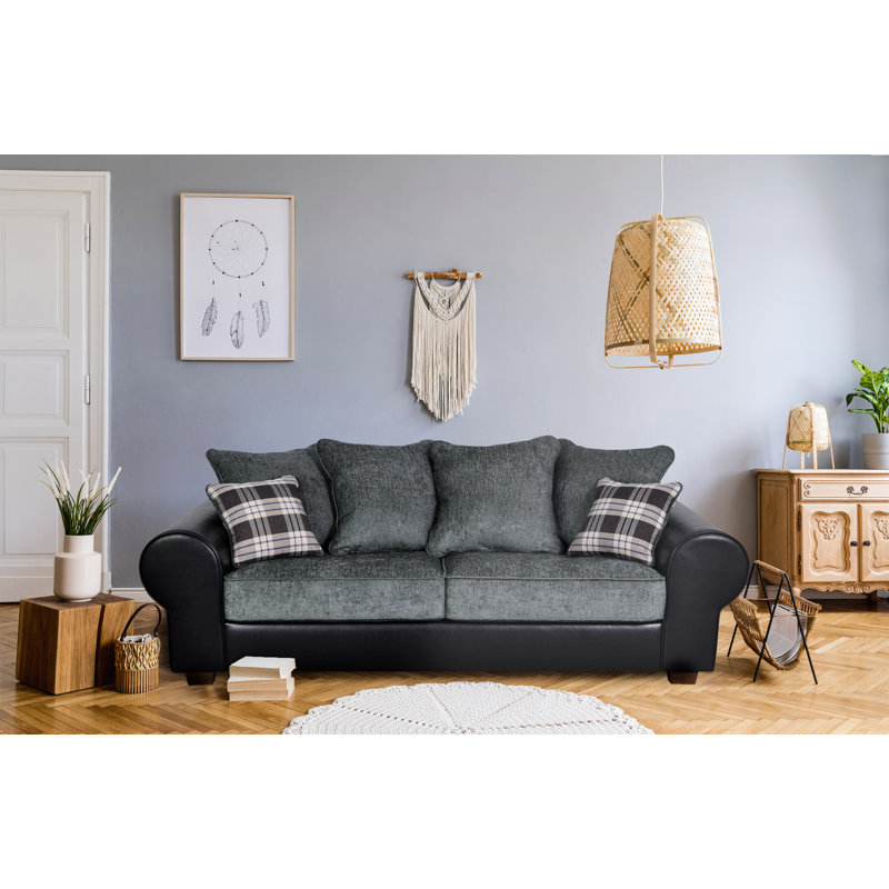 Rodrigez 3 Seater Chenille Sofa, Black/Grey